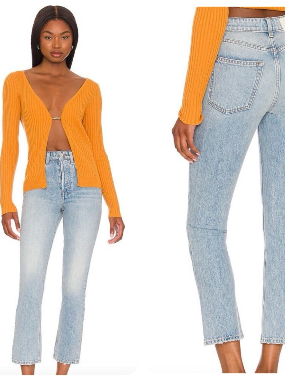 GRLFRND Jeans Women’s 27 Light Blue The Karolina High Rise Straight Crop